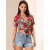 imageAllegra K Womens Hawaiian Shirts Floral Top Printed Short Sleeve Button Down Shirt Summer Tropical TopsRed