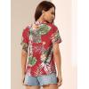 imageAllegra K Womens Hawaiian Shirts Floral Top Printed Short Sleeve Button Down Shirt Summer Tropical TopsRed