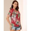 imageAllegra K Womens Hawaiian Shirts Floral Top Printed Short Sleeve Button Down Shirt Summer Tropical TopsRed