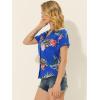 imageAllegra K Womens Hawaiian Shirts Floral Top Printed Short Sleeve Button Down Shirt Summer Tropical TopsRoyal Blue