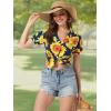 imageAllegra K Womens Hawaiian Shirts Floral Top Printed Short Sleeve Button Down Shirt Summer Tropical TopsSunflower