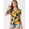 imageAllegra K Womens Hawaiian Shirts Floral Top Printed Short Sleeve Button Down Shirt Summer Tropical TopsSunflower
