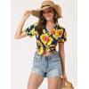 imageAllegra K Womens Hawaiian Shirts Floral Top Printed Short Sleeve Button Down Shirt Summer Tropical TopsSunflower