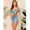 imageAllegra K Womens Hawaiian Shirts Floral Top Printed Short Sleeve Button Down Shirt Summer Tropical TopsWhite