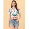 imageAllegra K Womens Hawaiian Shirts Floral Top Printed Short Sleeve Button Down Shirt Summer Tropical TopsWhite Floral