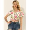 imageAllegra K Womens Hawaiian Shirts Floral Top Printed Short Sleeve Button Down Shirt Summer Tropical TopsWhite Pink