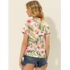 imageAllegra K Womens Hawaiian Shirts Floral Top Printed Short Sleeve Button Down Shirt Summer Tropical TopsWhite Pink