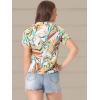 imageAllegra K Womens Hawaiian Shirts Floral Top Printed Short Sleeve Button Down Shirt Summer Tropical TopsWhite Yellow