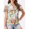 imageAllegra K Womens Hawaiian Shirts Floral Top Printed Short Sleeve Button Down Shirt Summer Tropical TopsWhite Yellow