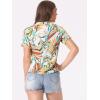 imageAllegra K Womens Hawaiian Shirts Floral Top Printed Short Sleeve Button Down Shirt Summer Tropical TopsWhite Yellow