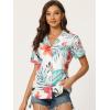 imageAllegra K Womens Hawaiian Shirts Floral Top Printed Short Sleeve Button Down Shirt Summer Tropical TopsWhite a