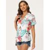 imageAllegra K Womens Hawaiian Shirts Floral Top Printed Short Sleeve Button Down Shirt Summer Tropical TopsWhite a