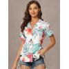 imageAllegra K Womens Hawaiian Shirts Floral Top Printed Short Sleeve Button Down Shirt Summer Tropical TopsWhite a