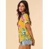 imageAllegra K Womens Hawaiian Shirts Floral Top Printed Short Sleeve Button Down Shirt Summer Tropical TopsYellow
