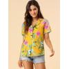 imageAllegra K Womens Hawaiian Shirts Floral Top Printed Short Sleeve Button Down Shirt Summer Tropical TopsYellow