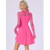 imageAllegra K Womens Heart Mesh Sheer Long Sleeve Gothic Cocktail Wedding Guest Skater Party Short DressHot Pink