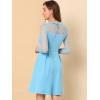 imageAllegra K Womens Heart Mesh Sheer Long Sleeve Gothic Cocktail Wedding Guest Skater Party Short DressLight Blue