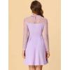 imageAllegra K Womens Heart Mesh Sheer Long Sleeve Gothic Cocktail Wedding Guest Skater Party Short DressLight Purple