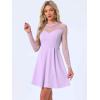 imageAllegra K Womens Heart Mesh Sheer Long Sleeve Gothic Cocktail Wedding Guest Skater Party Short DressLight Purple
