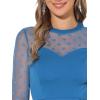 imageAllegra K Womens Heart Mesh Sheer Long Sleeve Gothic Cocktail Wedding Guest Skater Party Short DressPeacock Blue