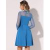 imageAllegra K Womens Heart Mesh Sheer Long Sleeve Gothic Cocktail Wedding Guest Skater Party Short DressPeacock Blue