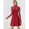 imageAllegra K Womens Heart Mesh Sheer Long Sleeve Gothic Cocktail Wedding Guest Skater Party Short DressRed