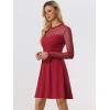 imageAllegra K Womens Heart Mesh Sheer Long Sleeve Gothic Cocktail Wedding Guest Skater Party Short DressRed