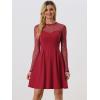 imageAllegra K Womens Heart Mesh Sheer Long Sleeve Gothic Cocktail Wedding Guest Skater Party Short DressRed