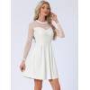 imageAllegra K Womens Heart Mesh Sheer Long Sleeve Gothic Cocktail Wedding Guest Skater Party Short DressWhite