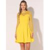 imageAllegra K Womens Heart Mesh Sheer Long Sleeve Gothic Cocktail Wedding Guest Skater Party Short DressYellow