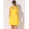 imageAllegra K Womens Heart Mesh Sheer Long Sleeve Gothic Cocktail Wedding Guest Skater Party Short DressYellow