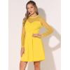 imageAllegra K Womens Heart Mesh Sheer Long Sleeve Gothic Cocktail Wedding Guest Skater Party Short DressYellow