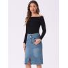 imageAllegra K Womens Jean Skirts Split Casual High Waist Bodycon Denim Pencil SkirtLight Blue