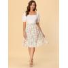 imageAllegra K Womens Knee Length Skirt Floral Elastic Waist Flowy Tiered ALine Ruffle SkirtWhite