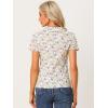 imageAllegra K Womens Peter Pan Collar Shirts Button Front Vintage Floral Blouse TopCream White