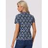 imageAllegra K Womens Peter Pan Collar Shirts Button Front Vintage Floral Blouse TopDark Blue