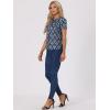 imageAllegra K Womens Peter Pan Collar Shirts Button Front Vintage Floral Blouse TopDark Blue