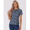imageAllegra K Womens Peter Pan Collar Shirts Button Front Vintage Floral Blouse TopDark Blue