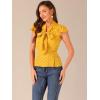 imageAllegra K Womens Polka Dots Tie Neck Blouse Summer Ruffled Cap Sleeve Office TopYellow