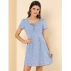 imageAllegra K Womens Printed Dress Summer 2025 Casual Square Neck Short Sleeve Fit and Flare DressesBlueheart