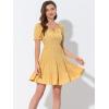 imageAllegra K Womens Ruffle Sleeve Tie Neck Tiered Square Neck DressYellow