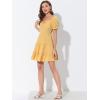 imageAllegra K Womens Ruffle Sleeve Tie Neck Tiered Square Neck DressYellow