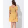 imageAllegra K Womens Ruffle Sleeve Tie Neck Tiered Square Neck DressYellow