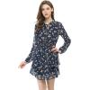 imageAllegra K Womens Ruffled Floral Smocked Waist Layered Tiered Chiffon DressDark Blue