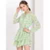 imageAllegra K Womens Ruffled Floral Smocked Waist Layered Tiered Chiffon DressGreen