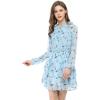 imageAllegra K Womens Ruffled Floral Smocked Waist Layered Tiered Chiffon DressLight Blue