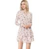 imageAllegra K Womens Ruffled Floral Smocked Waist Layered Tiered Chiffon DressPink