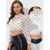 imageAllegra K Womens SemiSheer Sexy Blouse Heart Print Crop Tops Cocktail Party Mesh TopBlackwhite