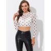 imageAllegra K Womens SemiSheer Sexy Blouse Heart Print Crop Tops Cocktail Party Mesh TopBlackwhite