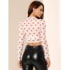 imageAllegra K Womens SemiSheer Sexy Blouse Heart Print Crop Tops Cocktail Party Mesh TopWhite
